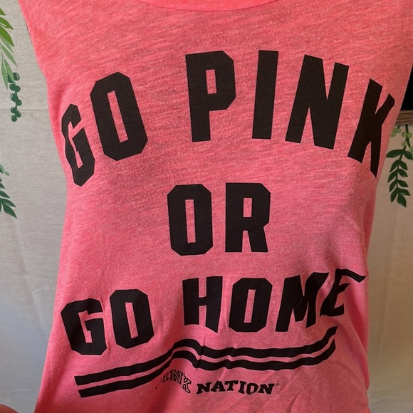 Size Medium PINK Victoria’s Secret “GO PINK OR GO HOME” Tank Top D1 - Picture 2 of 3